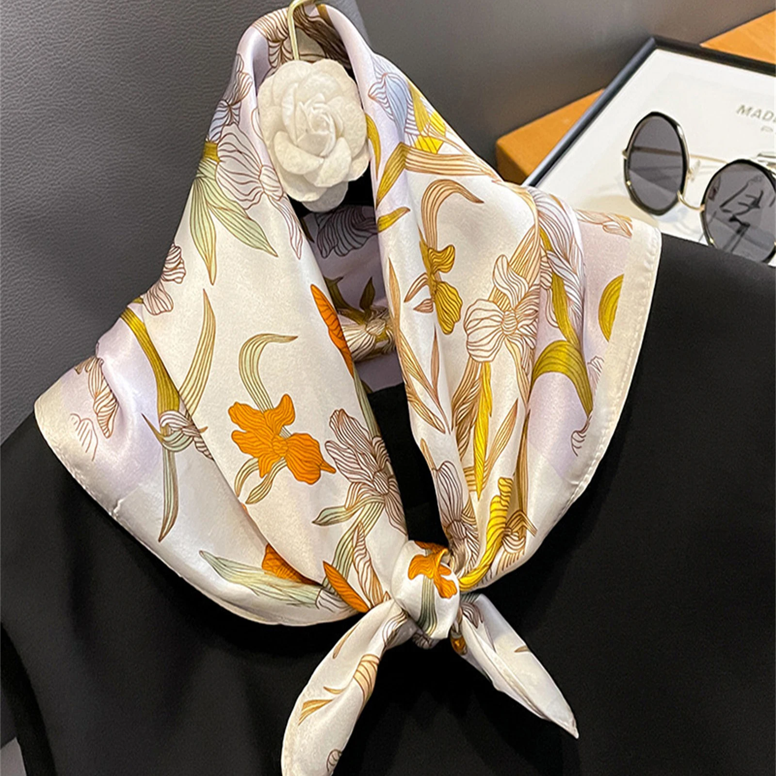 70*70cm Silk Square Scarf Women Satin Bandana Print Bag Scarves Head Band Fashion Lady Hair Shawl Wrap Female Neckerchief Hijab