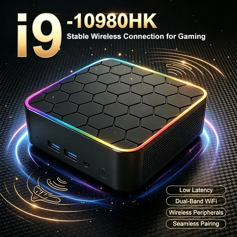 Intel i9 10980HK Small Form-Factor PC 16GB RAM 1TB SSD WiFi6/BT5.2 M.2 NVMe Powerful Mini Gaming System Ultra.Low Power Silent