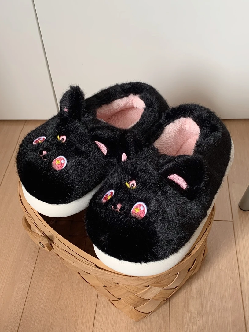 

Cute Cool Cotton Slippers Women's Home Indoor Thi Bot Plu Warmth EVA Bot Winter Student Anti-slip Slippers