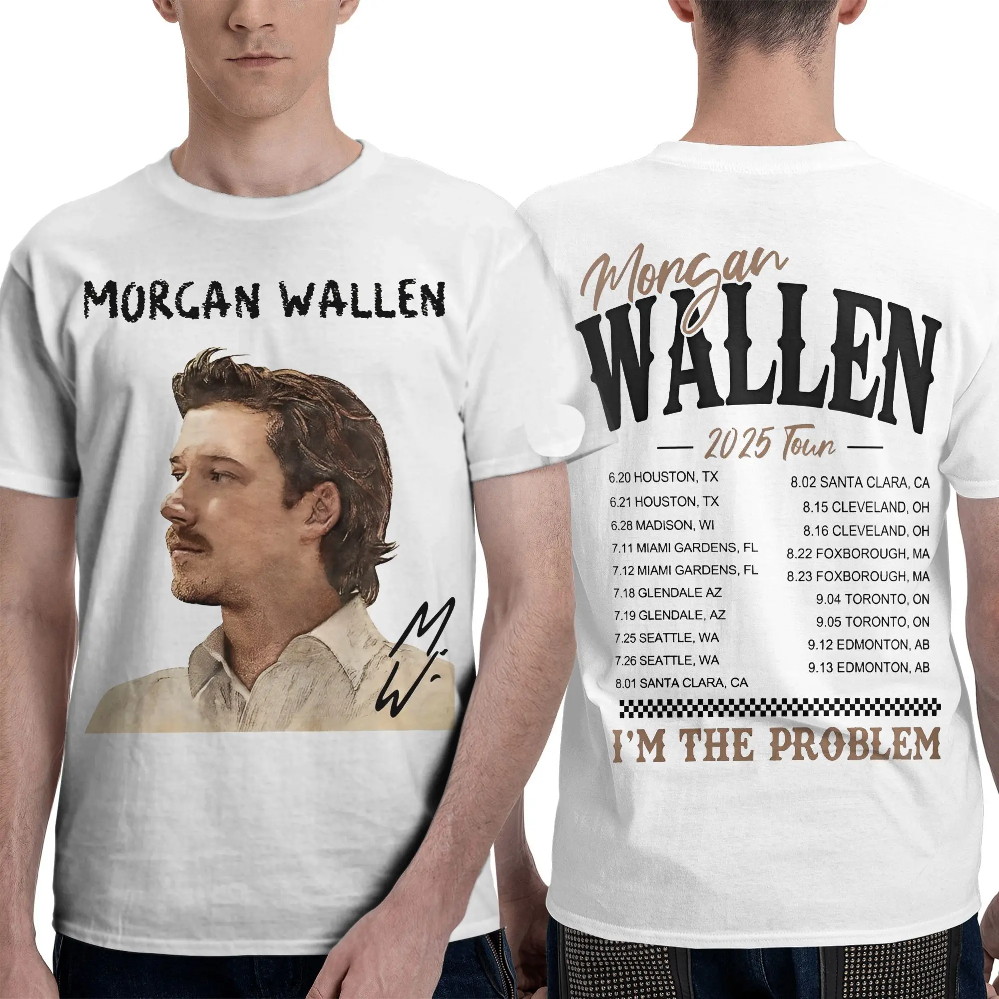 

Летняя рубашка Morgan Wallen Singer Tour 2025, мужская и женская хлопковая футболка Cool I'm The Promlem, концертная футболка, топы с короткими рукавами