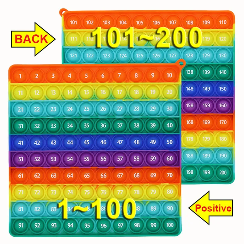 Brinquedo educativo para crianças, contando 1-200 mesa de tamanho grande, 100 bolhas, presente Montessori, ajuda didática, brinquedo de matemática para bebês, 20cm