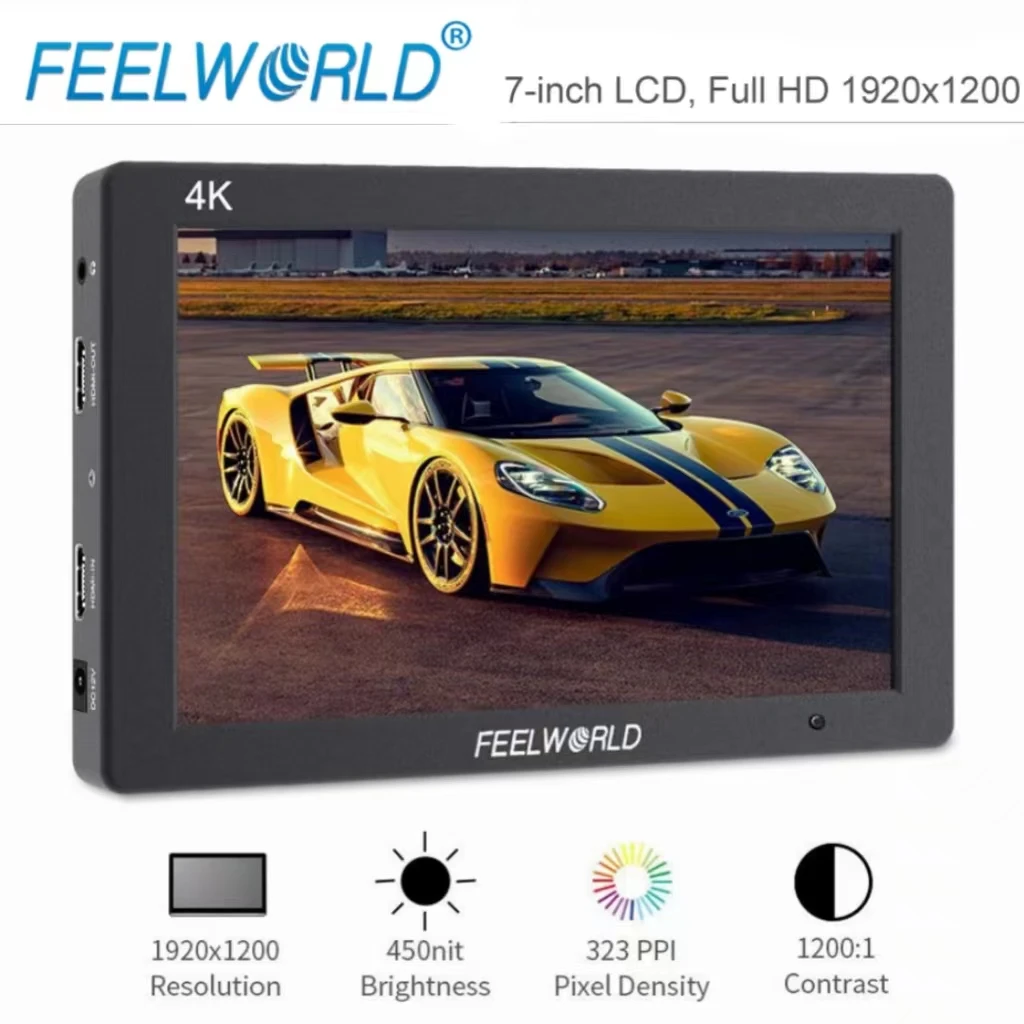 FEELWORLD T7 PLUS  7 Inch HDMI Camera Field Monitor Video Assist Full HD IPS 1920x1200 Waveform Vector Lightweight Portable