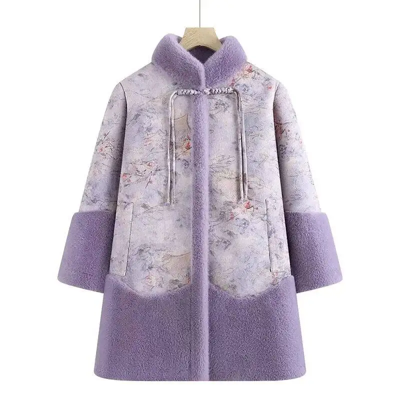 Women's Middle-Aged Elderly With Thick Chinese Style Mother And Fur Integrated Medium To Long 2026 Winter Mink Coat