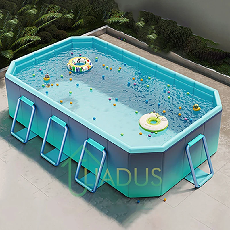 

Pump-Free Large Kids Swimming Pool Reinforced Mesh Frame Foldable Design Easy Setup Backyard Garden Outdoor Family Water Party