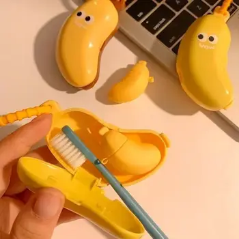 二合一可愛香蕉造型健行露營牙刷蓋收納盒便攜式牙刷架旅行必備牙膏保護蓋 10 最佳銷售 旅行牙刷架 - №8