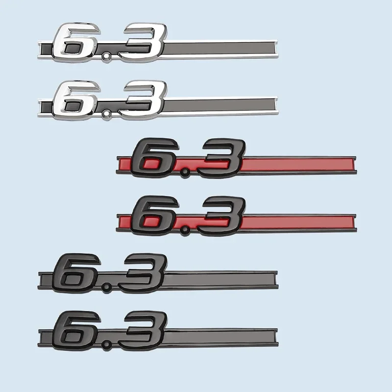 Błyszczący czarny chromowany znaczek na błotnik z literą C63 6.3, naklejka samochodowa do Mercedes Benz AMG W207 W211 W212 W203 W204 W205 C63 E63