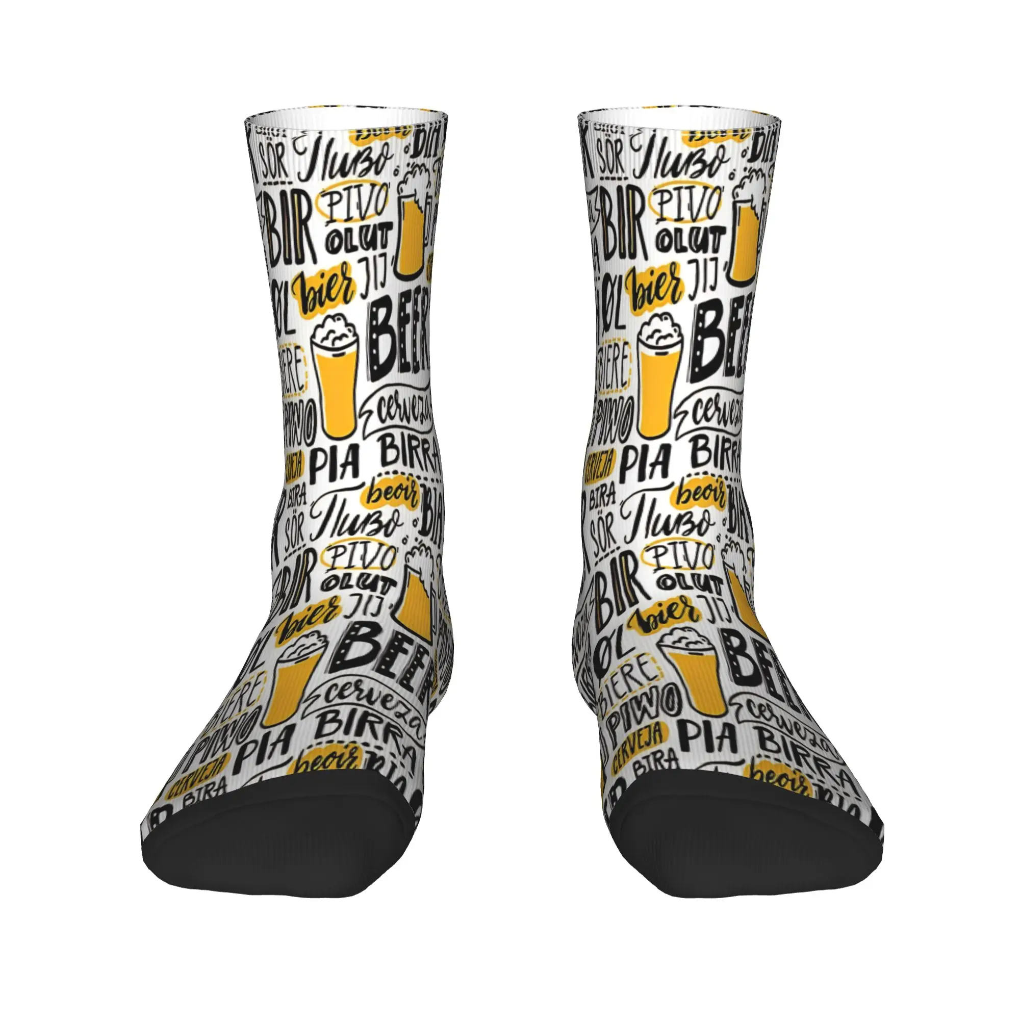 Couple Socks Word Beer In Different Languages Spanish Cerveza   Stockings Non Slip Socks Winter Leisure Sports Socks