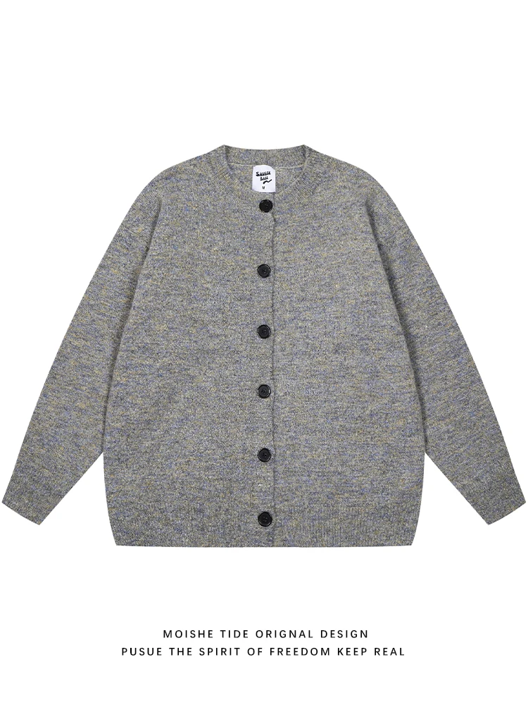 

Retro Lazy Sle Open Cardigan Sweater Loose ex Autumn Knitted Outerwear Youth Casual Long Sve round Ne Color
