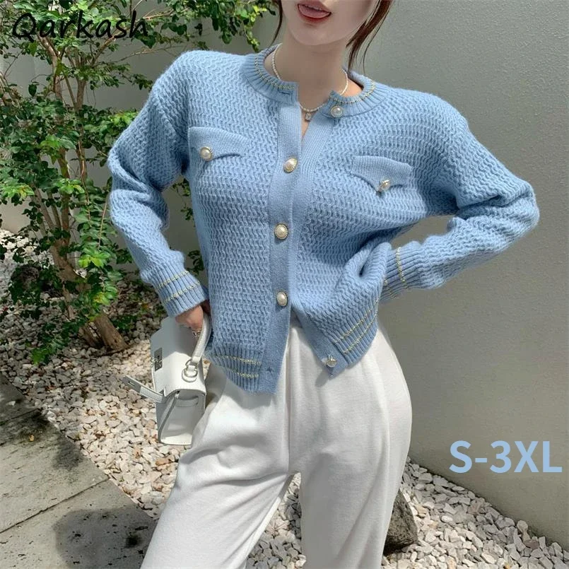 Cardigan Women Elegant Tender Autumn Simple Retro Ins Sweater Femme All-match Holiday Leisure Japanese Style Basic Daily Trender