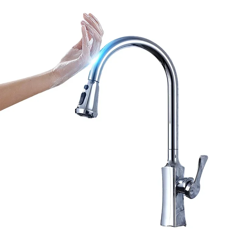 

Kitchen Faucets Touch on Smart Sensor Crane for Kitchen Water Tap Sensor Faucet Automatic Pull Out Kitchen Faucet Hot Cold Water