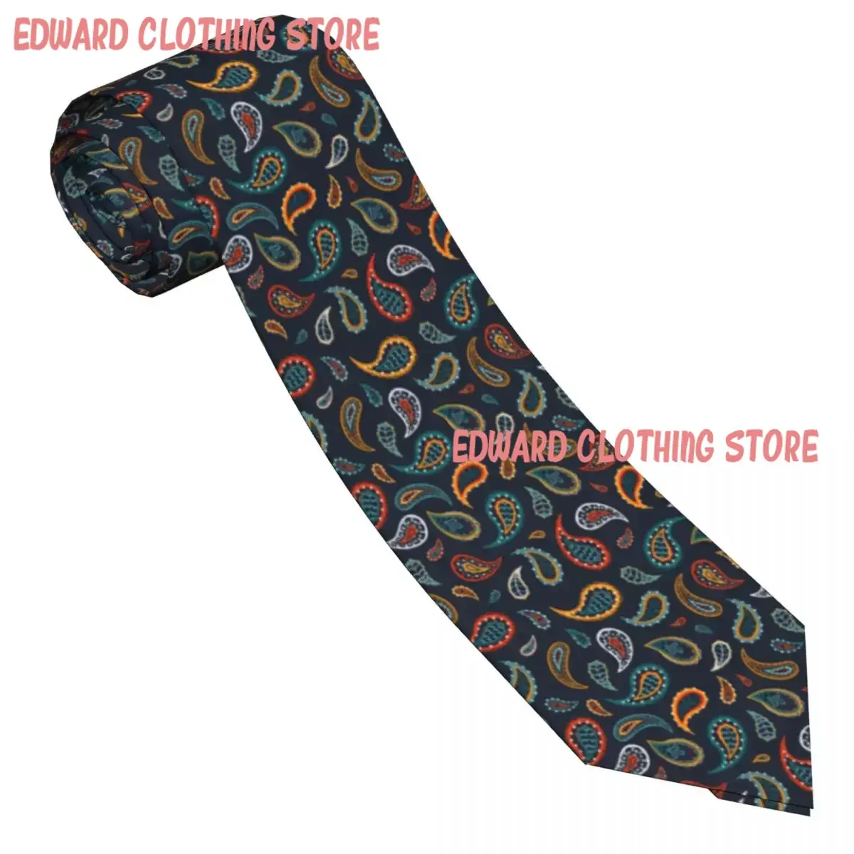Paisley Tie Abstract Geometric Design Neck Ties Retro Trendy Collar Tie Unisex Adult Business Necktie Accessories