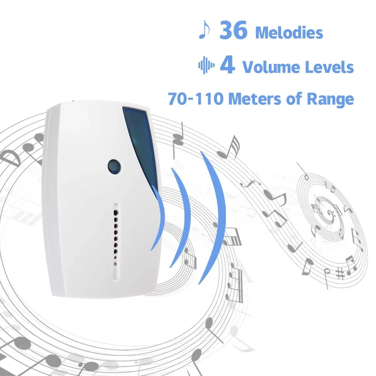 36 Tune Chimes Songs مقاوم للماء LED جرس الباب اللاسلكي جرس الباب التحكم عن بعد