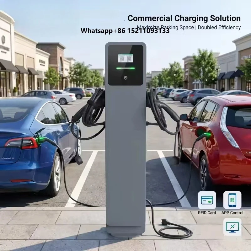 New 14KW-44KW Integrated Floor-Mounted AC EV Charging Station Combo Interface Dual Guns Fast Charger