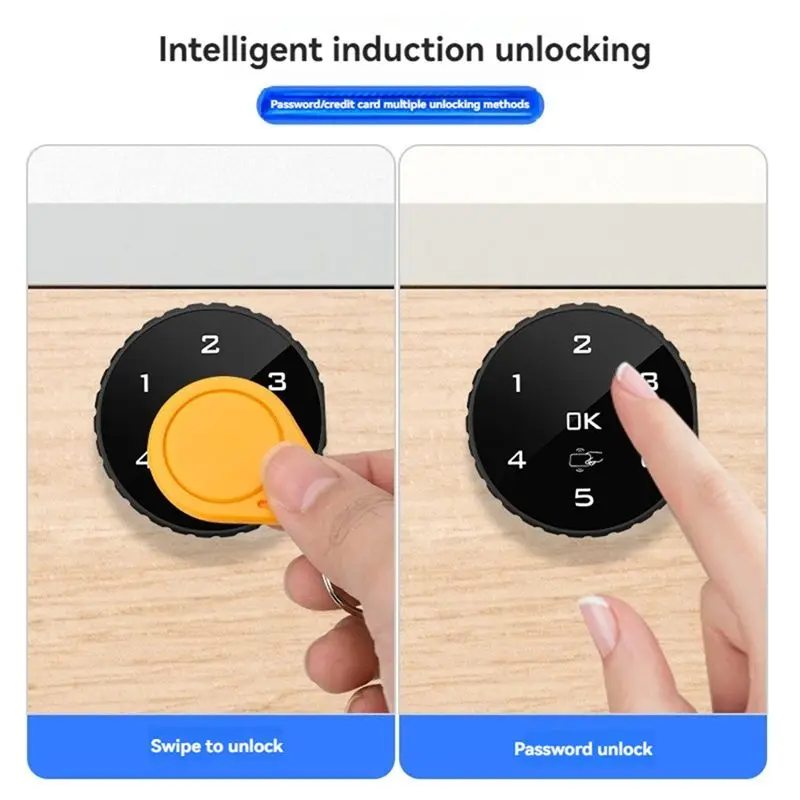 Smart Touch Password Code Lock Drawer School Lockers Furniture Privacy Lock Cabinet Drawer Lock Built-in Lithium Battery Black