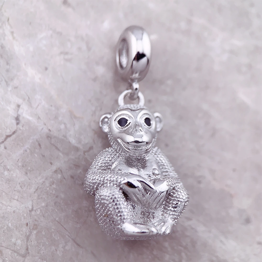 Monkey Charm Pendant Women Men Spring Pure 925 Sterling Silver Cute Jewelry Accessories Party Gift