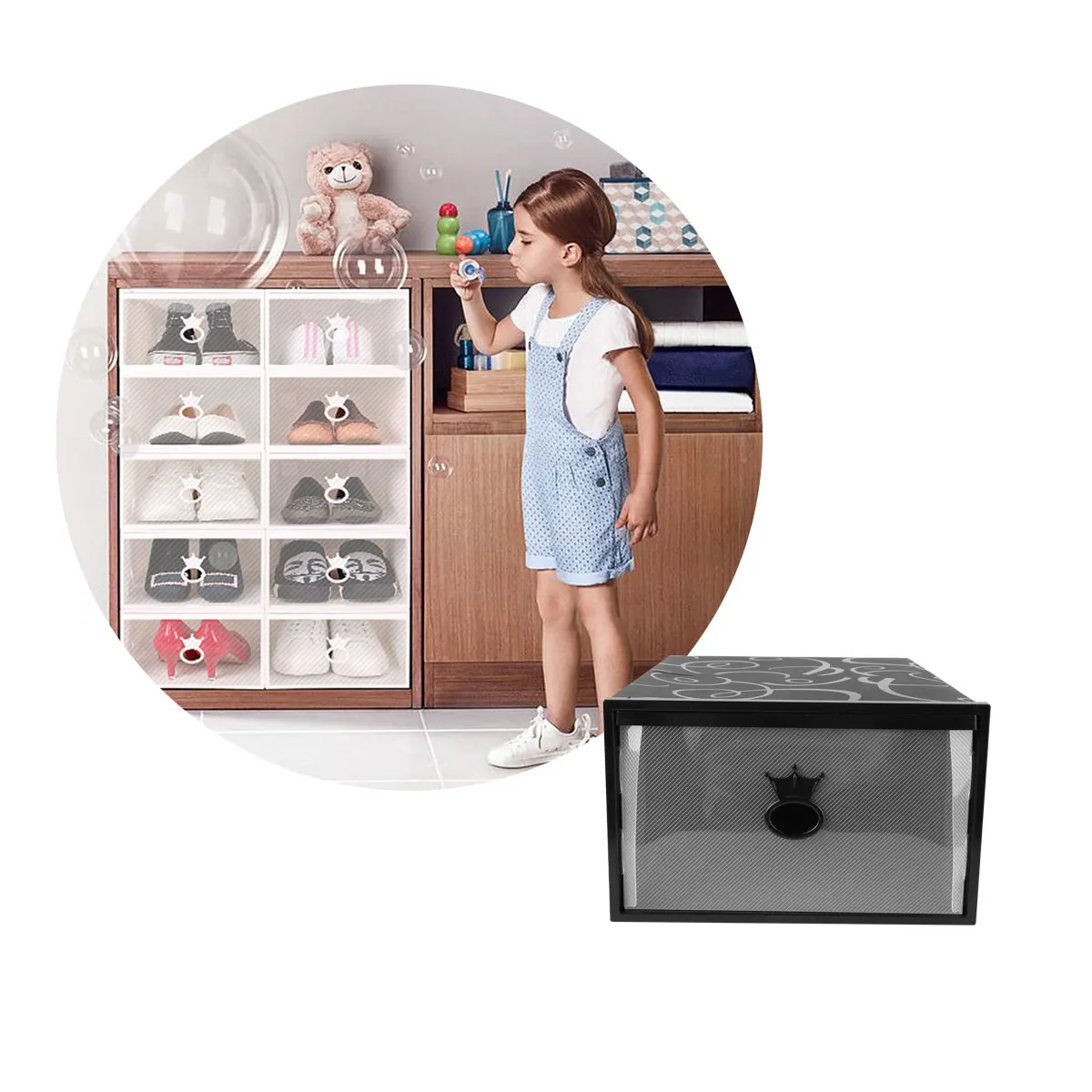 

Shoe Box Shoes Storage Bin Tidy Entryway Drawer Organizer Boxes Holder for Closet Shoebox with Drawers Containers Plastic