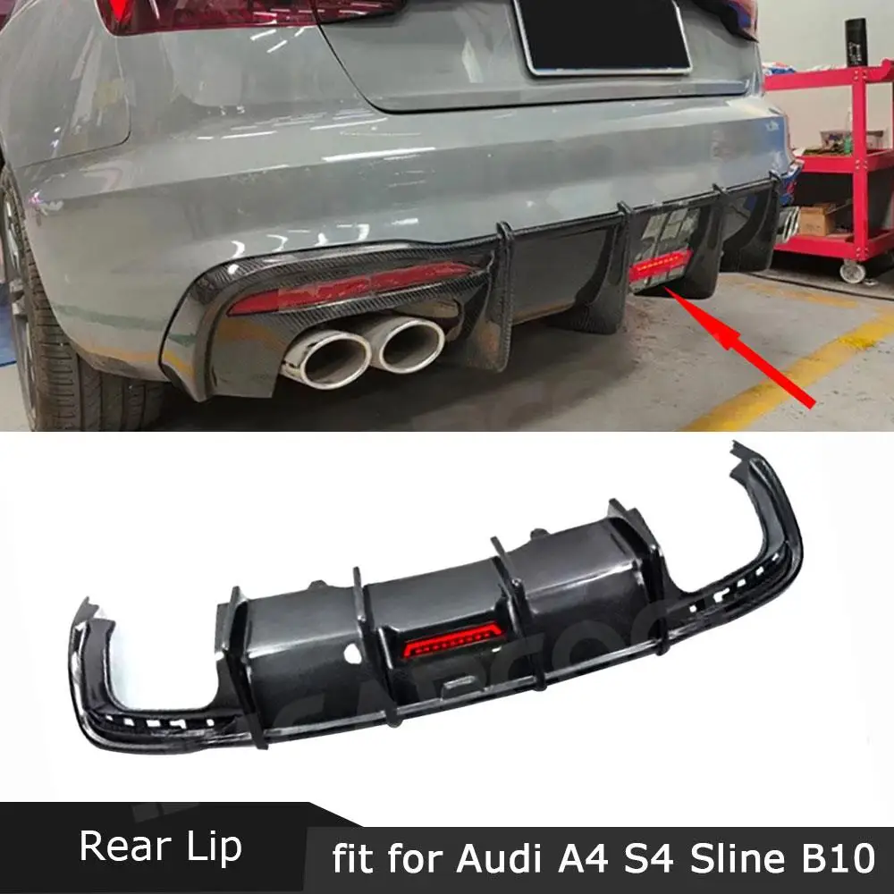 

JMCARCOOL Carbon Fiber Rear Bumper Lip Diffuser With LED Light For Audi A4 S4 Sline B10 Sedan 2020-2022 Bumper Extension