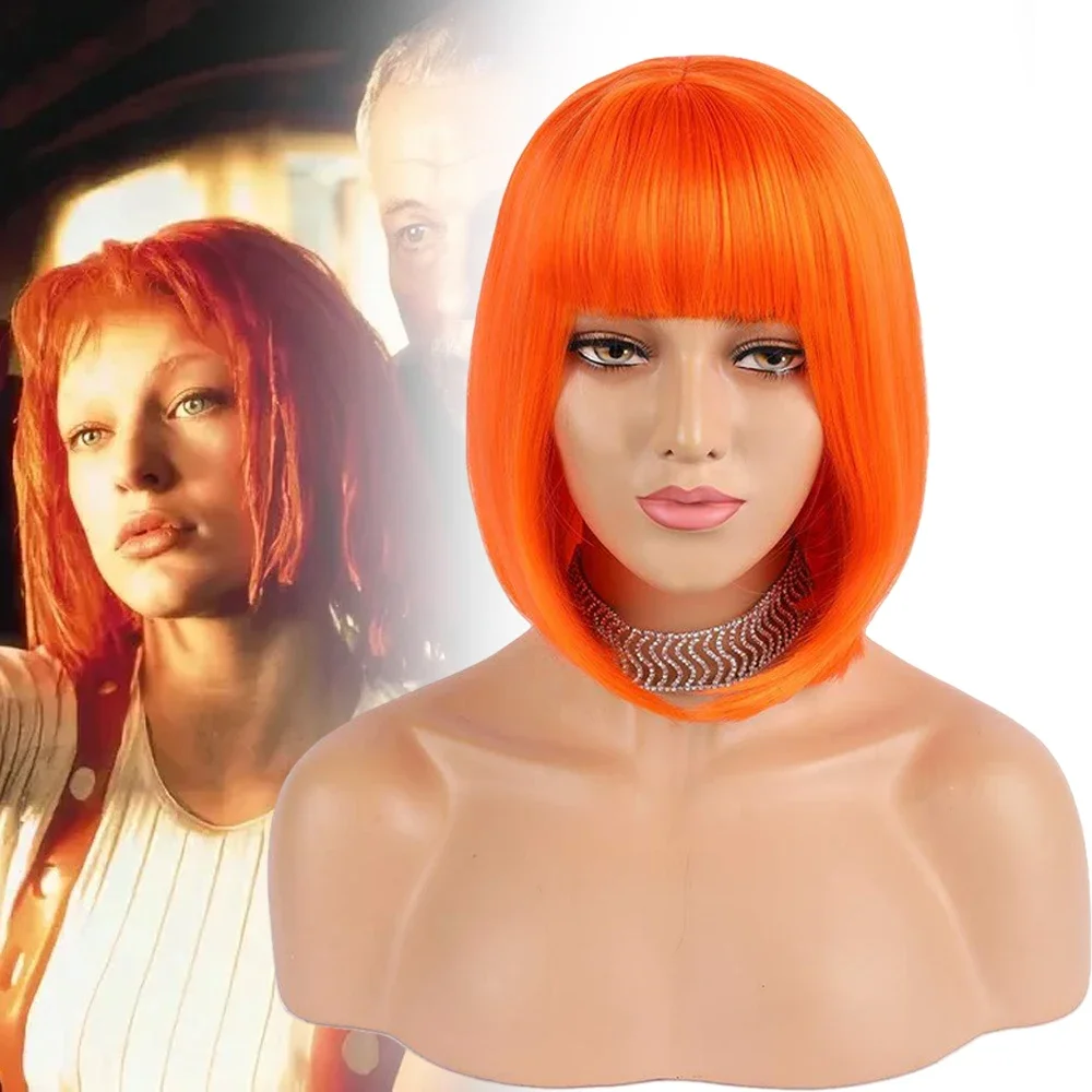 Парик Leeloo женский для косплея из нового фильма «Пятый элемент», термостойкие синтетические волосы, с шапочкой, на Хэллоуин