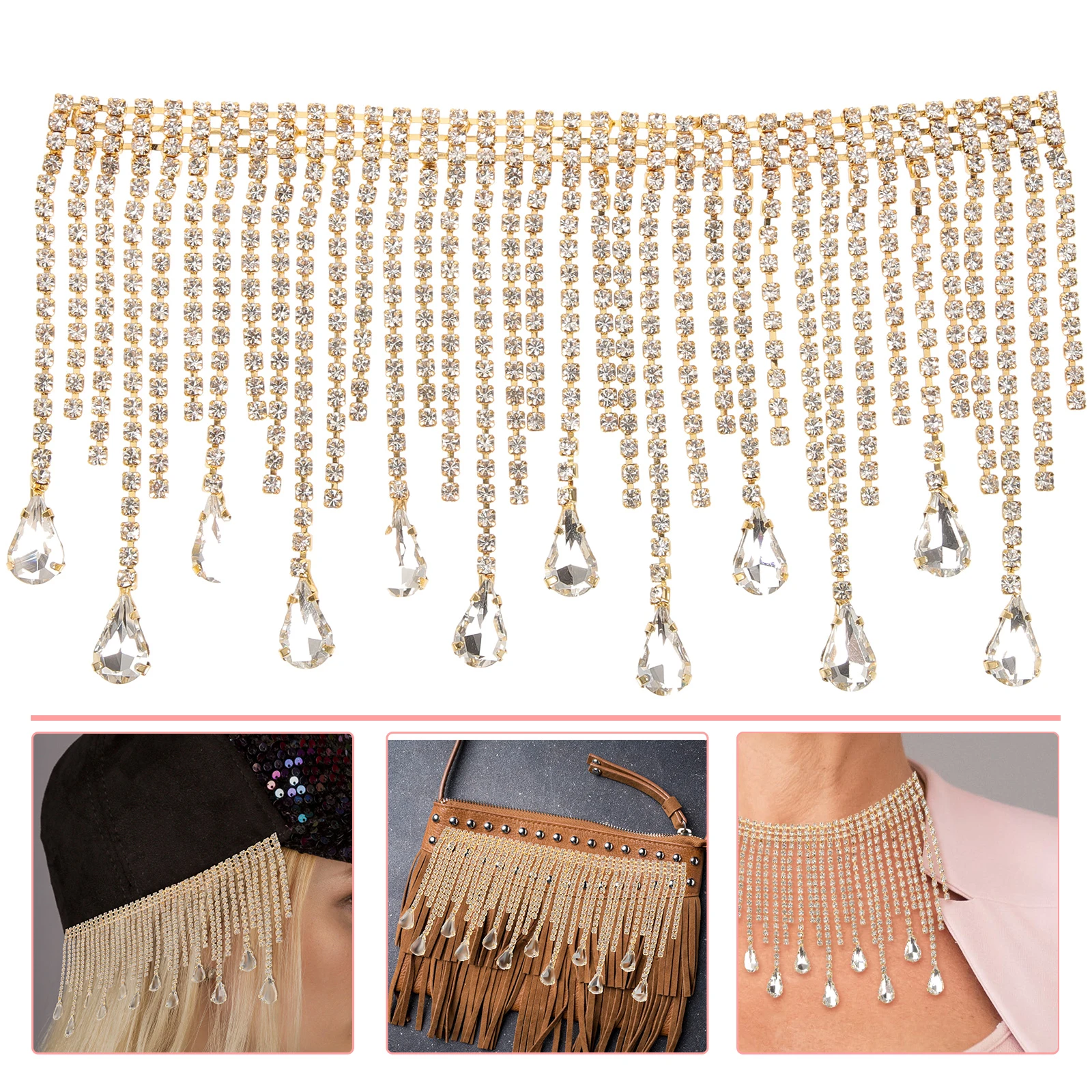 

Аксессуары-цепочки со стразами, 10 см, белая бахрома с покрытием, сделай сам, поделки, одежда, шапки, сумки, ремни, декоративная цепочка с кисточками из бисера