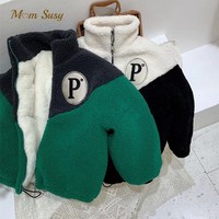 Fashion Baby Girl Boy Patchwork Lamb Wool Coat Fleece Inside Infant Toddler Teen Child Jacket Warm Outwear Baby Clothes 1-12Y
