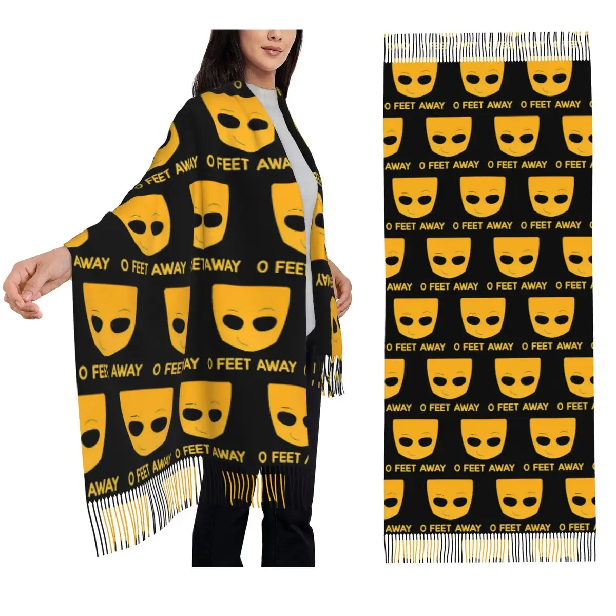 

Grindr Zero O Feet Away шарф с кисточками, женские мягкие теплые шали и накидки, большая осенне-зимняя шаль