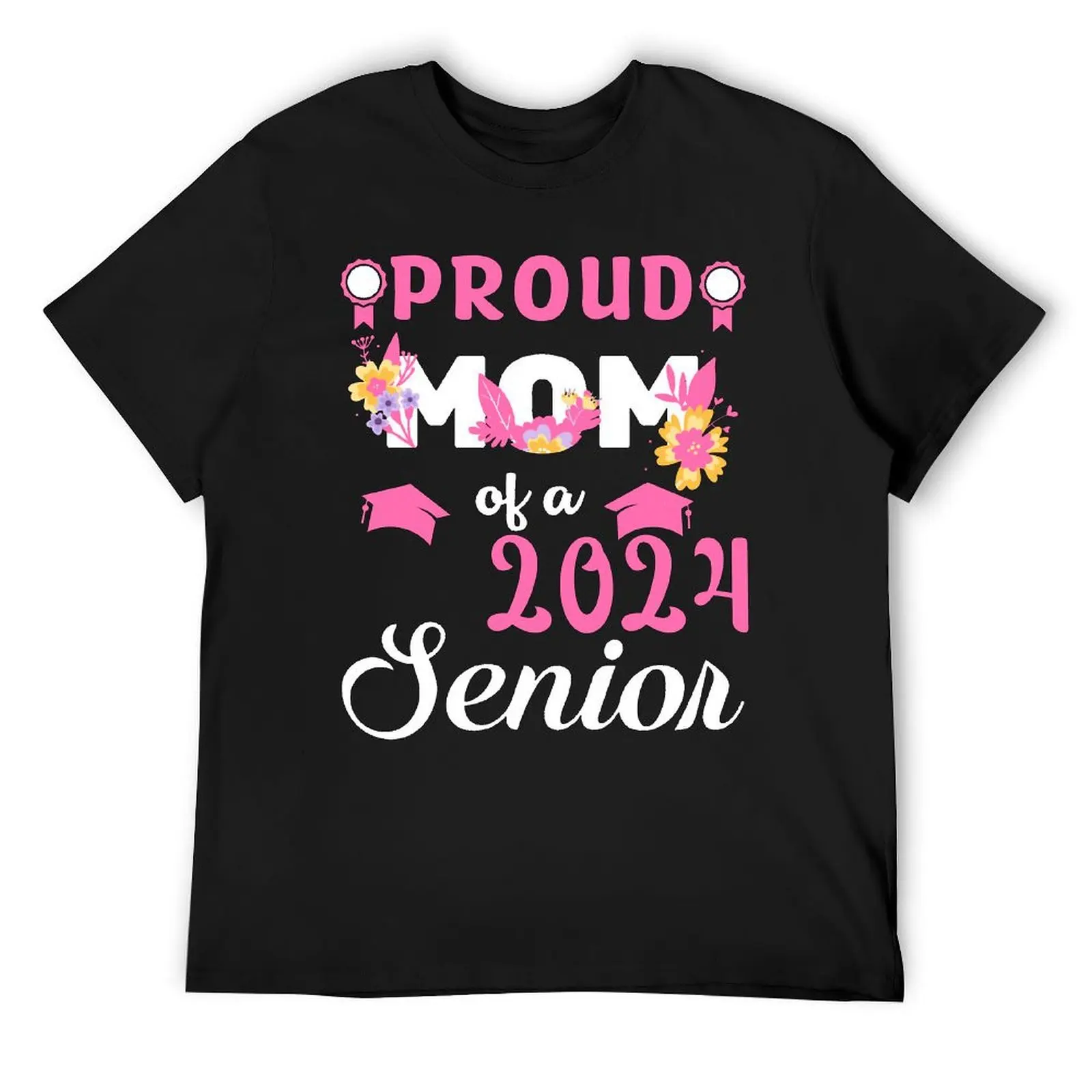 Teachers' Day Funny Floral Proud Senior Mom 2024 Graduate Class Crewneck T-shirt Sports Tees Vintage Funny Novelty Leisure Eur S