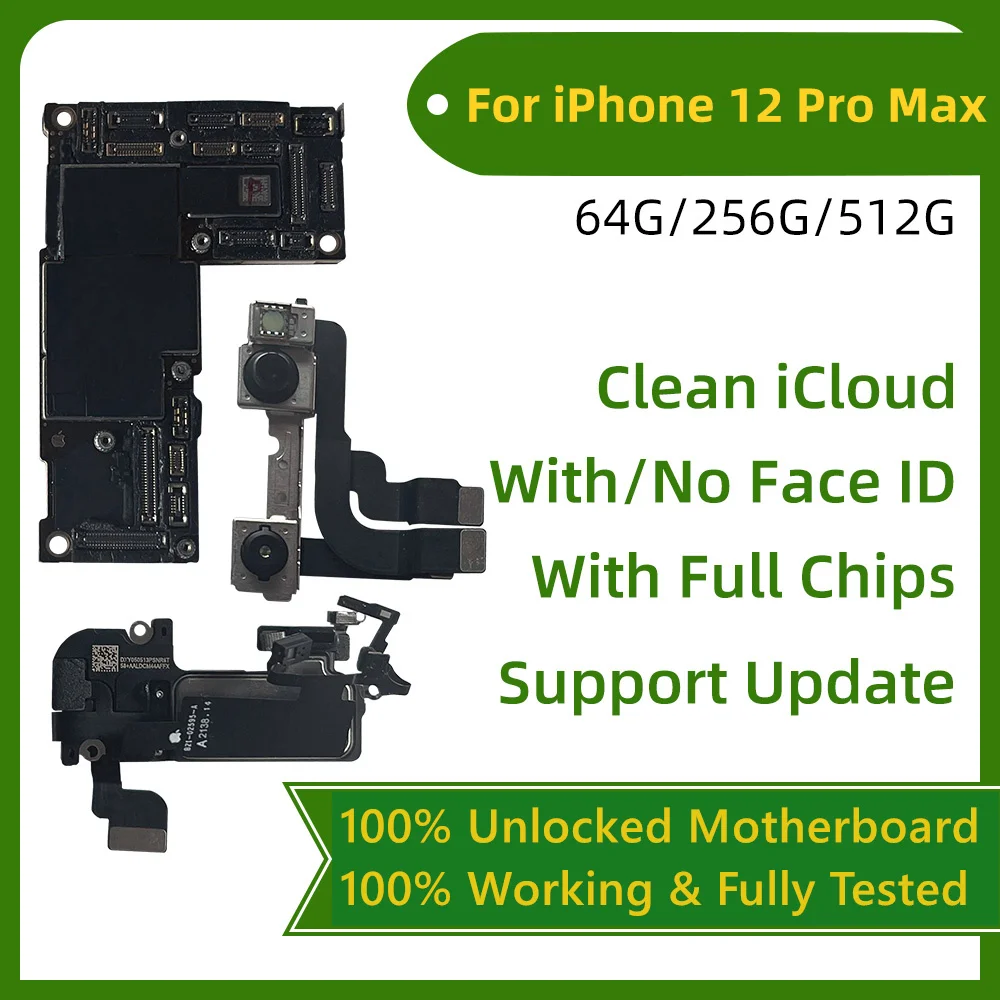 Fully Tested Unlocked Clean iCloud For iphone 12 Pro max Motherboard With Face ID Support Update For iphone 12 mini Logic board