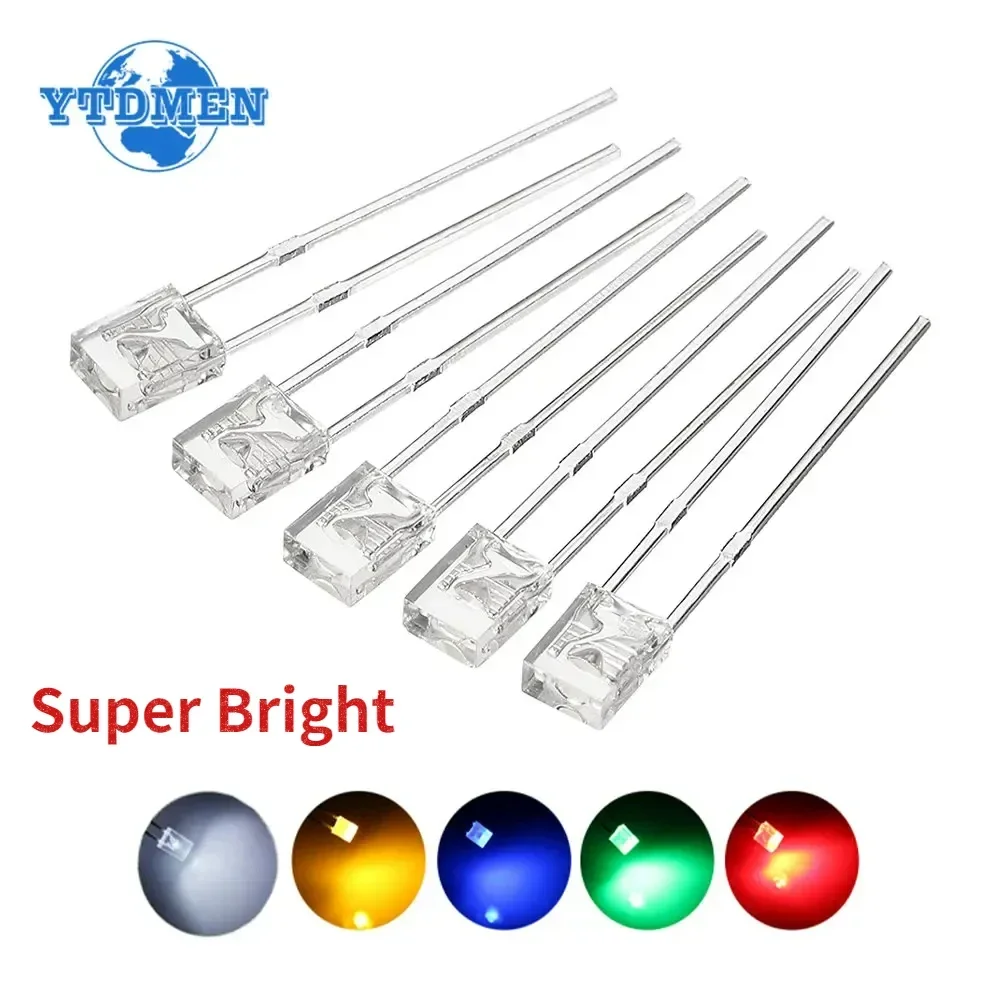 50/100pcs LED 2*3*4mm Square LED Diode Super Bright Transparent Luminescence Light Emitting Diode White Green Red Yellow Blue