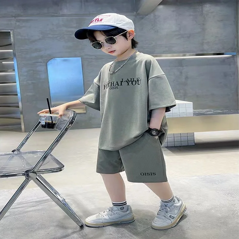 Summer Children Boy Clothes Teenage Girls Letter Print Tshirts and Shorts Suit Kid Top Bottom 2 Pieces Casual Outfits Tracksuits