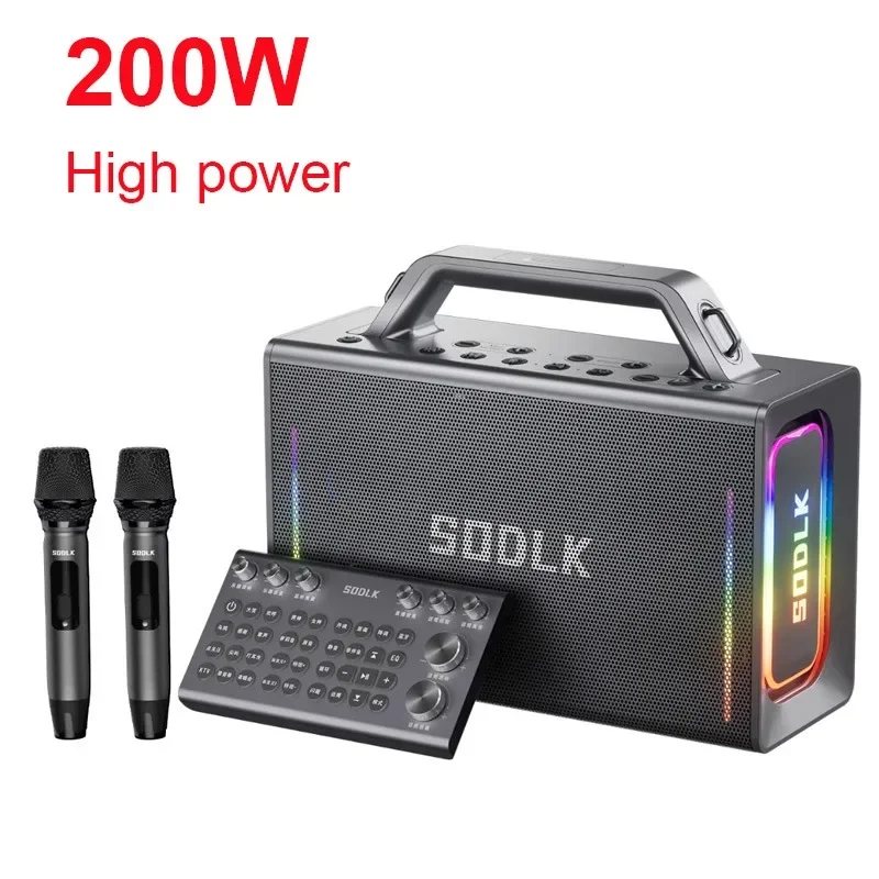 

SODLK S1116 200 Вт Портативная караоке-машина Bluetooth-динамик с микшером Combo 2 Беспроводной микрофон Музыкальная система домашнего кинотеатра