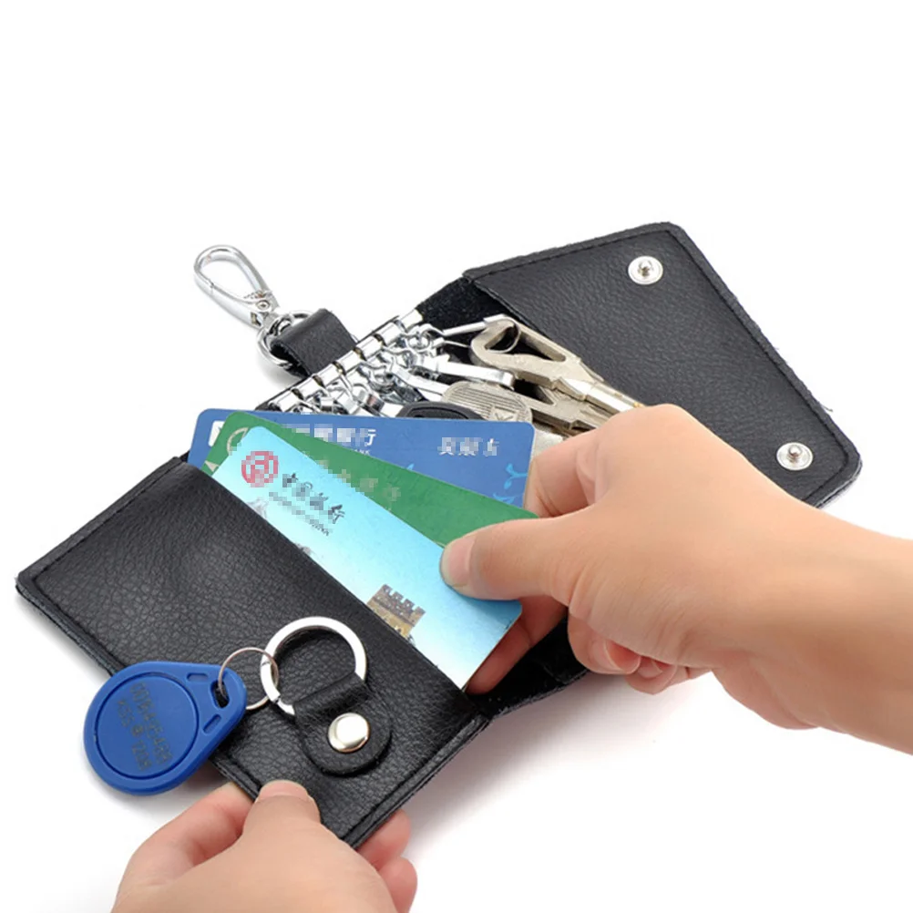 

Key Pouch For Car Keys Zipper Closure Large Capacity Storage Hangable Waist Pendant Case Black Car Key Holder