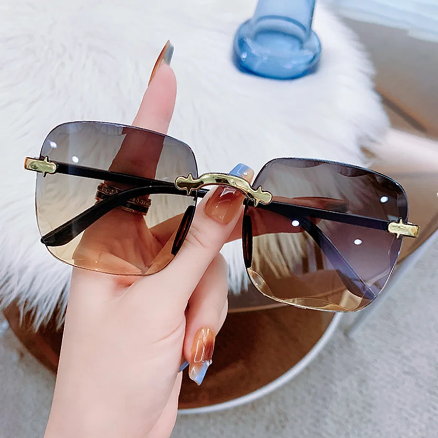 طقم نظارات نسائية مكون من 3 قطع، تصميم كلاسيكي بدون إطار، عصري وعصري، مناسب للارتداء اليومي كإكسسوار