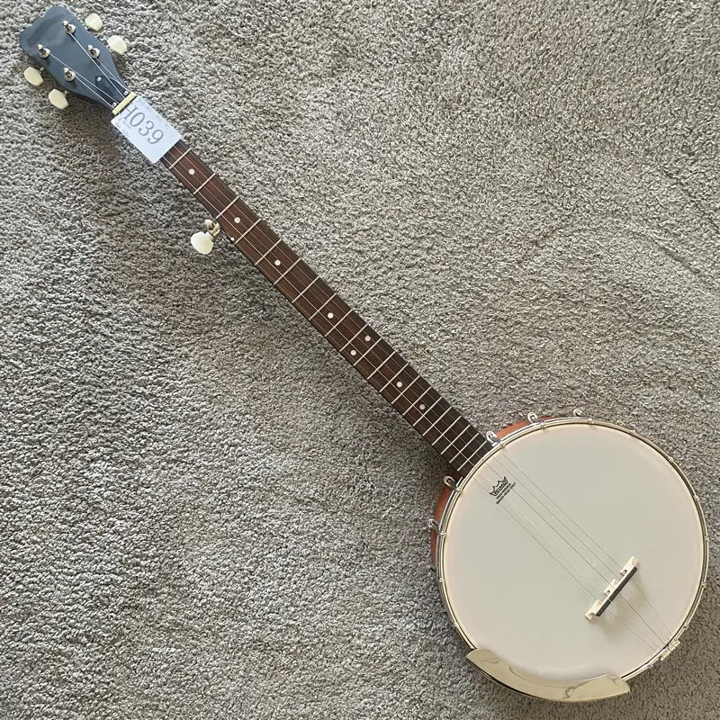 

5 String Banjo Guitar Open Resonator Remo Weatherking Head Brand Guitar Logo Hidden 18 Bracket Body with Brass Cast Tong Ring
