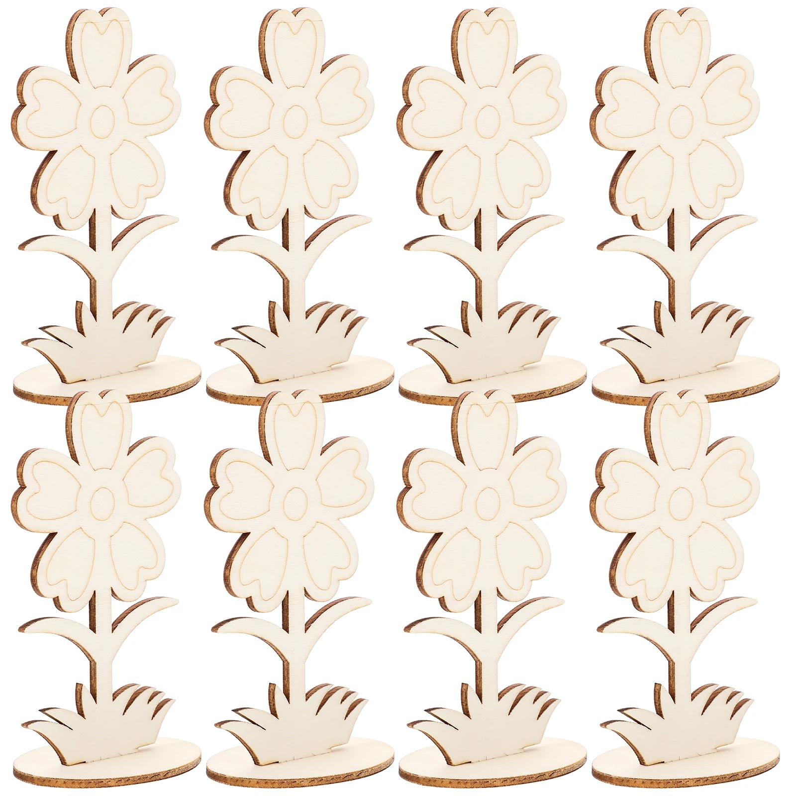 ดอกไม้ไม้เปล่า 12 ชิ้น สำหรับงานฝีมือ รูปทรงดอกไม้เรียบ ไม่ทาสี สำหรับงาน DIY วาดภาพ ระบายสี ของตกแต่งบ้านและสำนักงาน