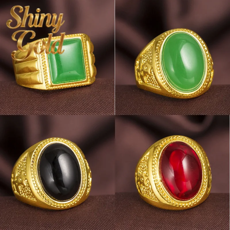 

ShinyGold Men's 24K Gold AU999 Agate Adjustable Ring | Embossed Auspicious Light With Glow Coating, Showstopping For Nightlife