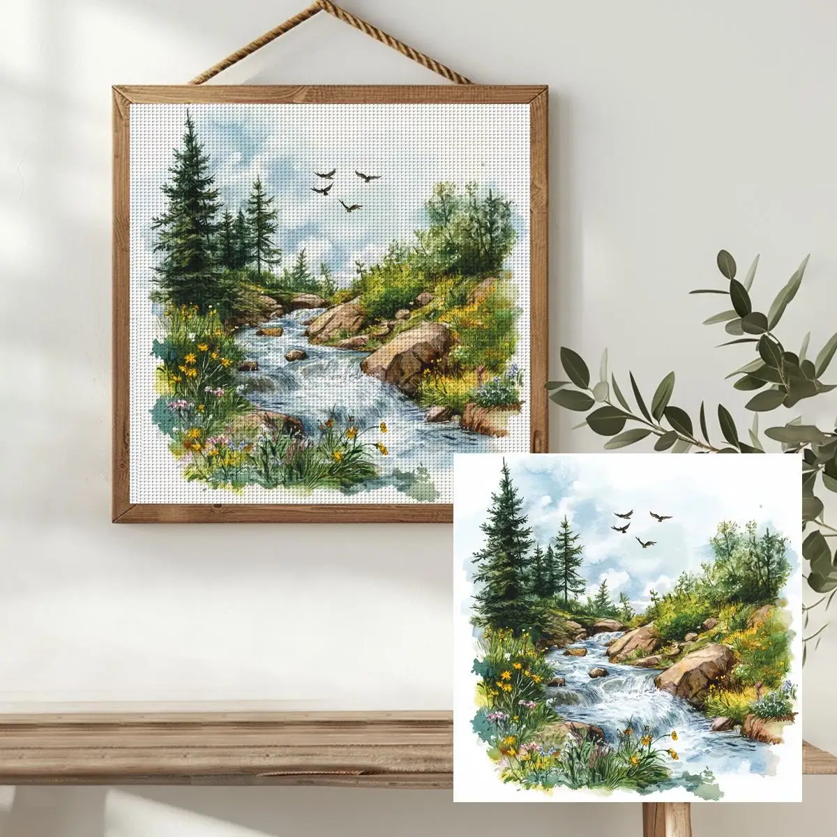 1pc 30X30CM/11.8inch Landscape Scenery Stamped Cross Stitch Kit DIY Kit 11/14/16CT DIY Embroidered Set DIY Cross-Stitch Set - view 3