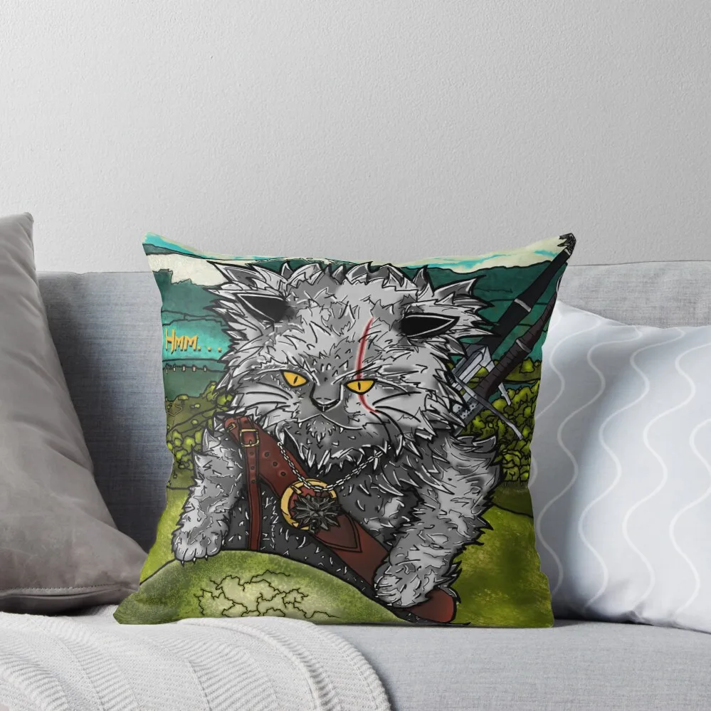 

The Cat Witcher of the Wolf School Throw Pillow Pillows Aesthetic ornamental pillows Sofa Cushion Cover pillow