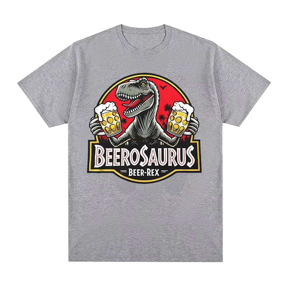 Beerosaurus مضحك البيرة ريكس ديناصور تي شيرت الرجال النساء الملابس موضة تي شيرت غير رسمي القطن المتضخم قصيرة الأكمام تي شيرت