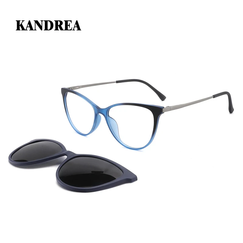 

KANDREA Cateye ретро солнцезащитные очки для женщин и мужчин с магнитным зажимом, брендовые дизайнерские очки 2025, оптические очки для близорукости, очки S2131
