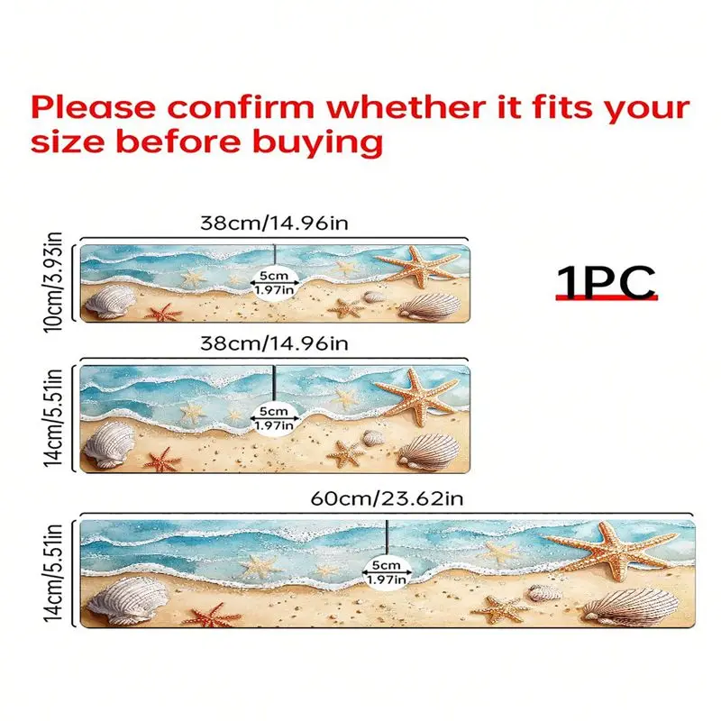 VIKAMA Watercolor Beach Starfish Sink Drying Mat Coastal Seashell Water Absorbent Kitchen Faucet Countertop Decor Runner Rug