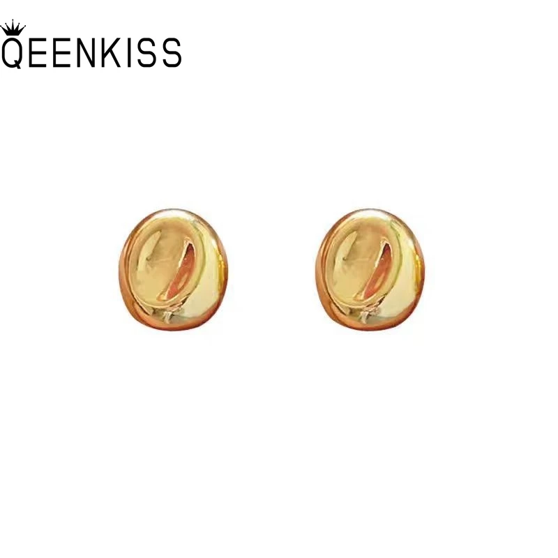 

QEENKISS Gold Bean Stud Earrings For Women Female Wedding Party Birthday Christmas Bride Mother Girlfriend Ladies Gifts EG5476