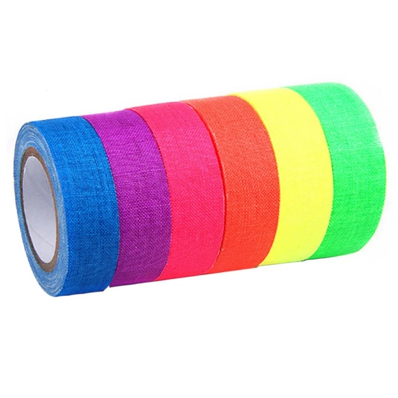 Fluorescent Cloth Tapes Collection 6Rolls Set Luminous Tape Adhesive 203C