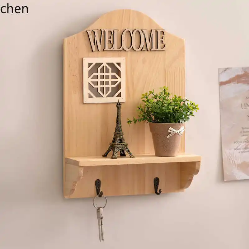 

DSA Creative Entrance Wall Decorative Hooks No-Drill Entryway Key Hooks Rack Storage Wooden Organizer