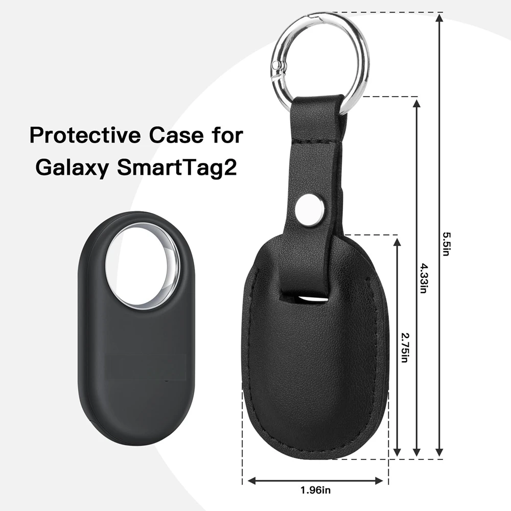 

Protective Cover for SmartTag2 Tracker PU Leather Case with Keychain Anti-scratch Shell for SmartTag2 Accessories