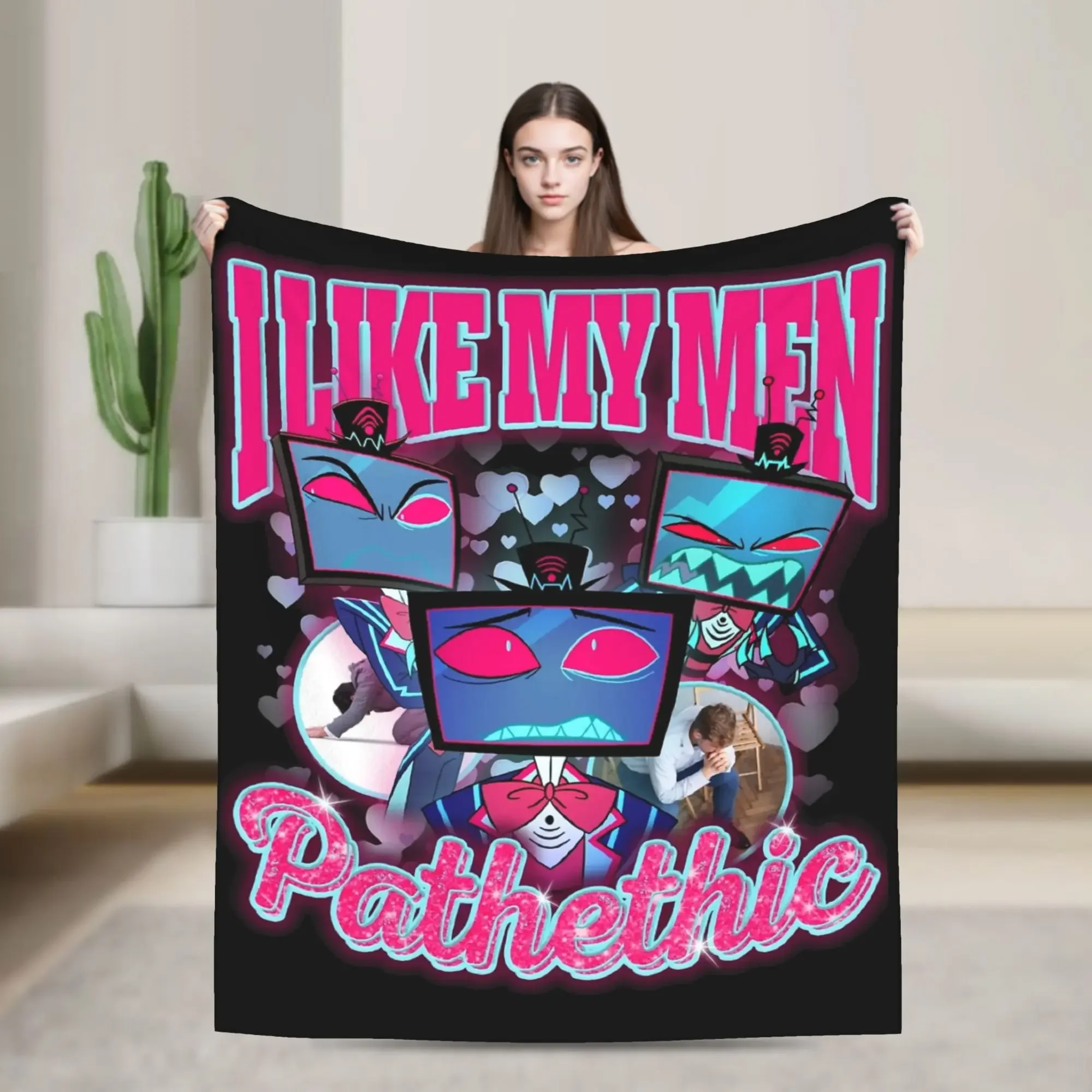 

Vox Hazbined Hoteled I Love My Men Pathethic Coral Fleece Plush Soft Blanket for Bed Couch Sofa Textile Decor Throw Quilt