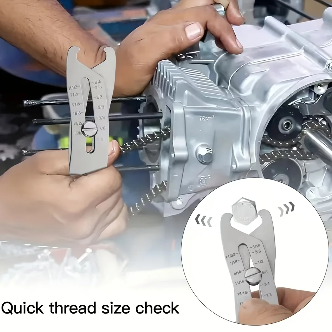 1 Piece Portable Precision Thread Size Checker Keychain, Thread Size Verification Tool, Nut and Screw Thread Checker, Quick Manual Measuring Tool