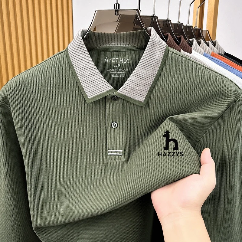 Modisches Herren-Poloshirt mit Print, Herbst, hautfreundlich, wärmend, langärmelig, 100% Baumwolle, vielseitige Herrenbekleidung für den Alltag. – Detail 11