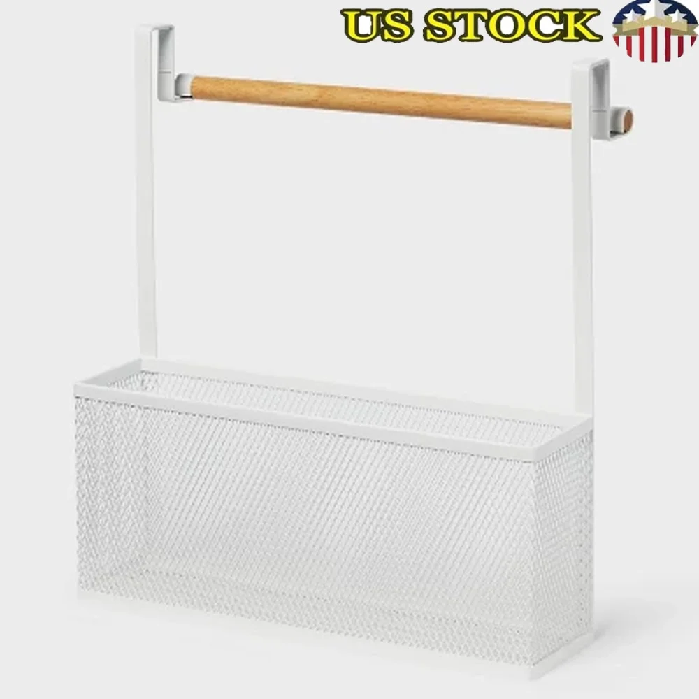 

Over the Door Kitchen Organizer Metal Storage Rack Mesh Design Easy Hang Wipe Clean Essential Holder Space Saver 15H x 13.5W x