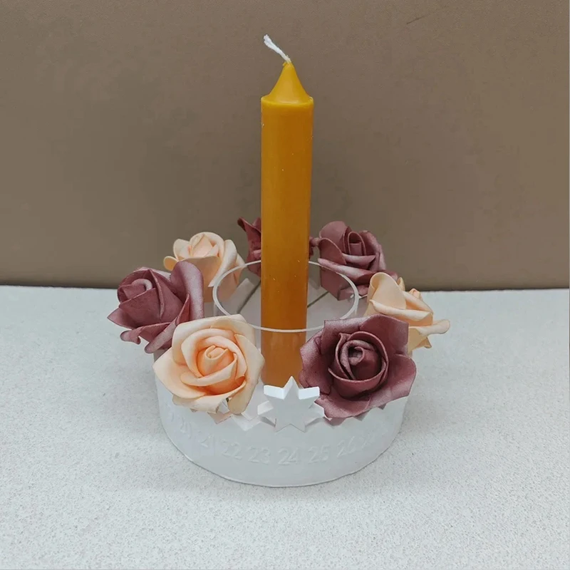 Calendar Candle Holder Storage Resin Silicone Mold Cement Gypsum Pouring Ornaments Molds Home Decor Crafts-A27R