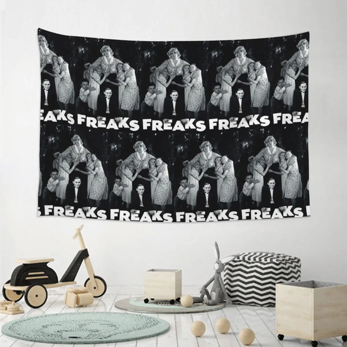 Freaks 1932 Gobble We Accept Her One Of Us Tapestry Funny Wall Hanging Aesthetic Home Decoration Tapestries for  Dorm Room